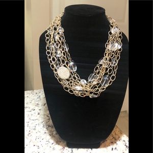 RJ Graziano 7 tiered goldtone pave necklace